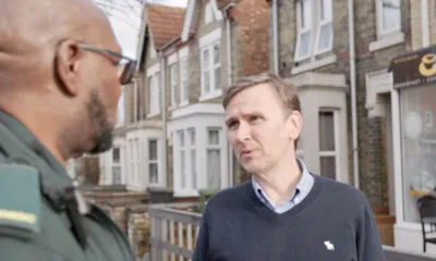 Andrew Pakes is the Labour & Co-operative Parliamentary Candidate for Peterborough, seen chatting to a paramedic in Peterborough.