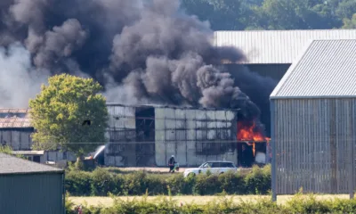 The fire at Corkers Crisp factory near Ely, Cambridgeshire. The smoke could be seen up to 50 miles away in Bedfordshire. PHOTO: Geoff Robinson