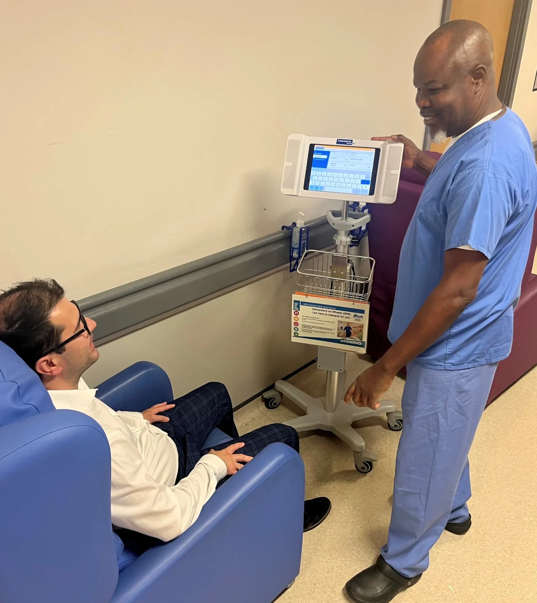 July 2023 - Interpreting on Wheels service (002) - News for Peterborough and Cambridgeshire News for Peterborough and Cambridgeshire - A total of four devices will be trialled; two located in ED and one in the antenatal clinic at Peterborough City Hospital and one in ED at Hinchingbrooke Hospital.