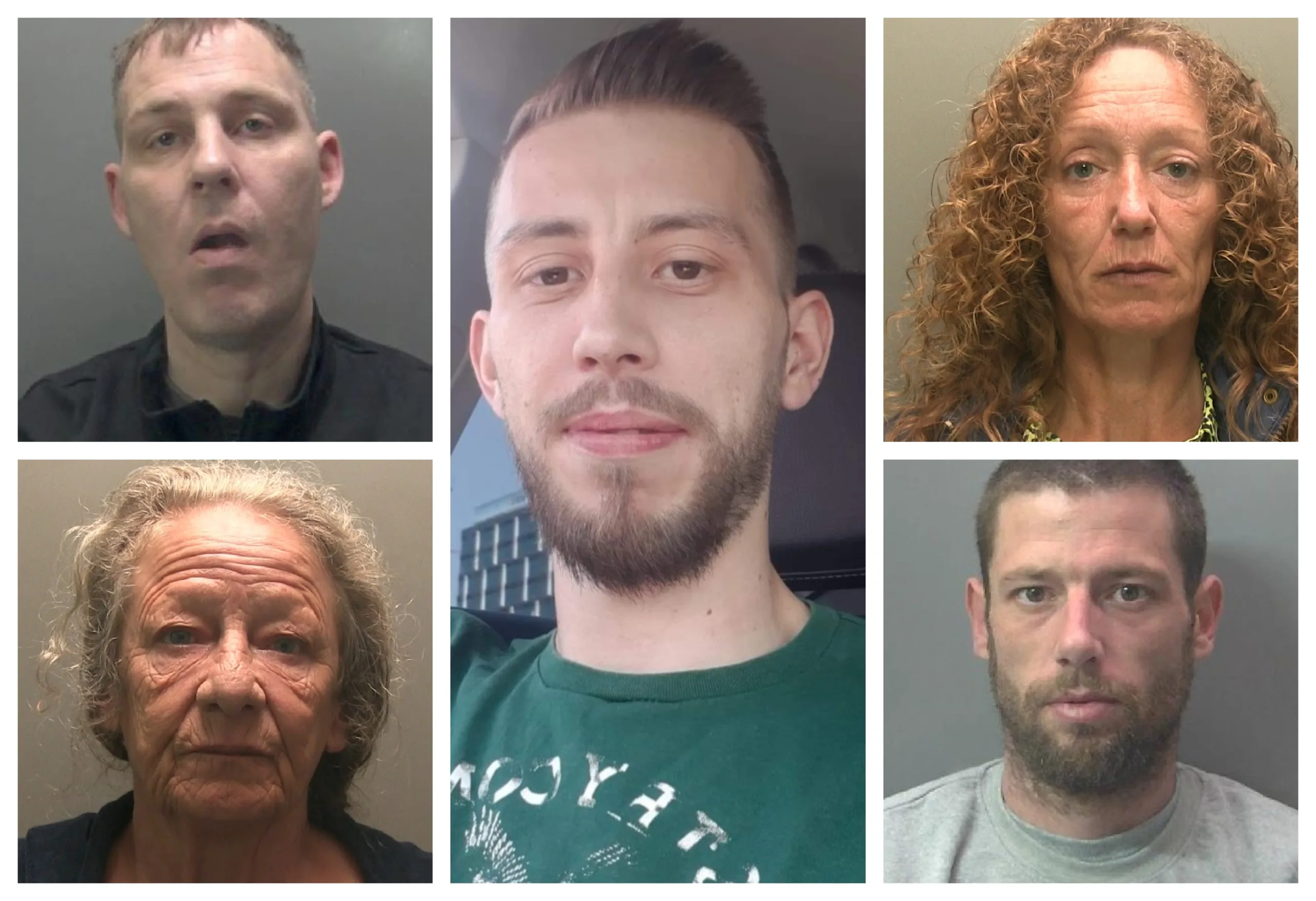Centre: Murder victim Mihai Dobre Left: (top) Christopher Pycroft, (bottom) Diane Riley Right: (top) Jeanie Stewart and (bottom) Lewis Hutchinson. Today (Friday), the mother (Riley) and daughter (Stewart) duo appeared at Peterborough Crown Court where they were each jailed for nine months after previously admitting charges of conspiracy to pervert the course of justice. Centre: Murder victim Mihai Dobre Left: (top) Christopher Pycroft, (bottom) Diane Riley Right: (top) Jeanie Stewart and (bottom) Lewis Hutchinson.