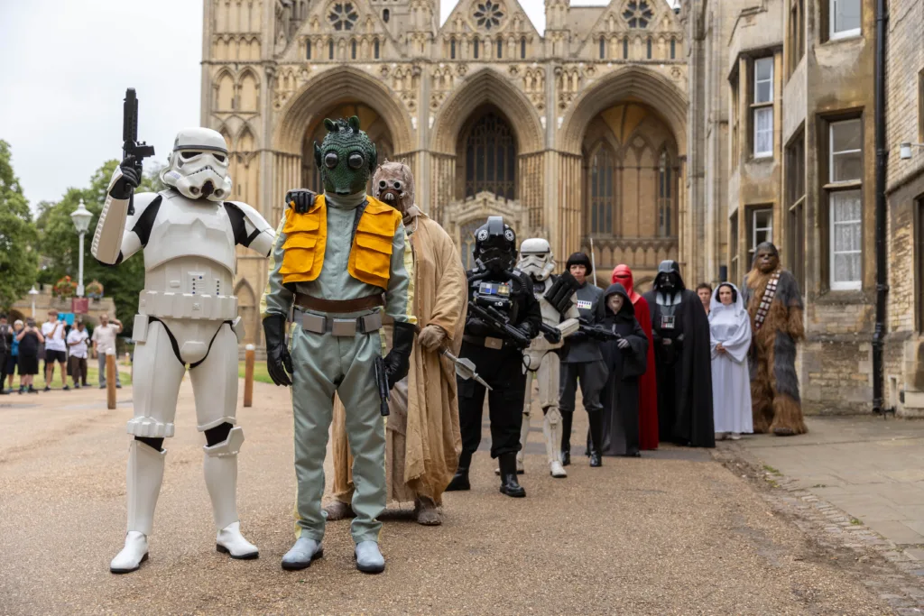 Star Wars Cosplay at the cathedral. The Unofficial Galaxies Exhibition The privately owned exhibition of authentic movie memorabilia will open on Wednesday July 19 in Peterborough Cathedral. PHOTO: Terry Harris 