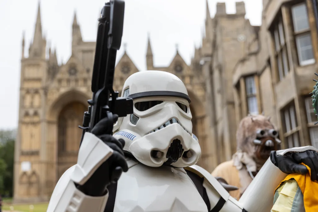 Star Wars Cosplay at the cathedral. The Unofficial Galaxies Exhibition The privately owned exhibition of authentic movie memorabilia will open on Wednesday July 19 in Peterborough Cathedral. PHOTO: Terry Harris 