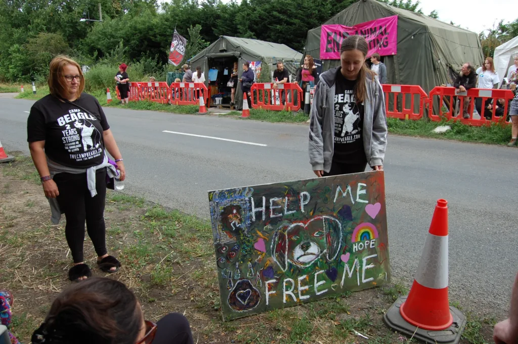 Camp Beagle protestors out in force to recall the day two years earlier that it all began