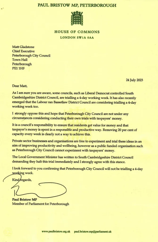 MP Paul Bristow, on a visit to the Star Wars exhibition at Peterborough Cathedral, has written to the chief executive of the city council seeking confirmation they are not looking to introduce a 4-day week into the Peterborough council. PHOTO: Paul Bristow
