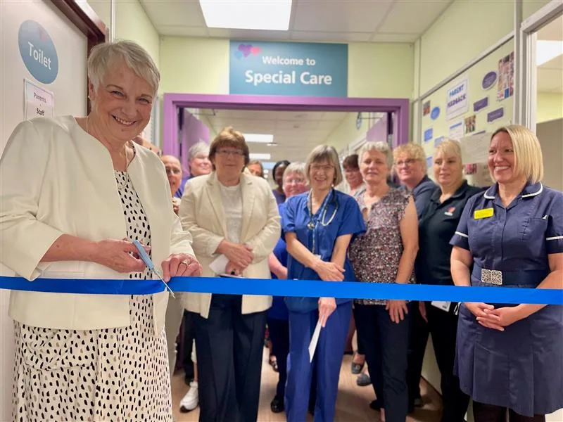 Anne-Marie Hamilton, previous Dreamdrops charity chair, cutting the blue ribbon during the official open with SCBU staff and charity representatives. Anne-Marie Hamilton, previous Dreamdrops charity chair, cutting the blue ribbon during the official open with SCBU staff and charity representatives.