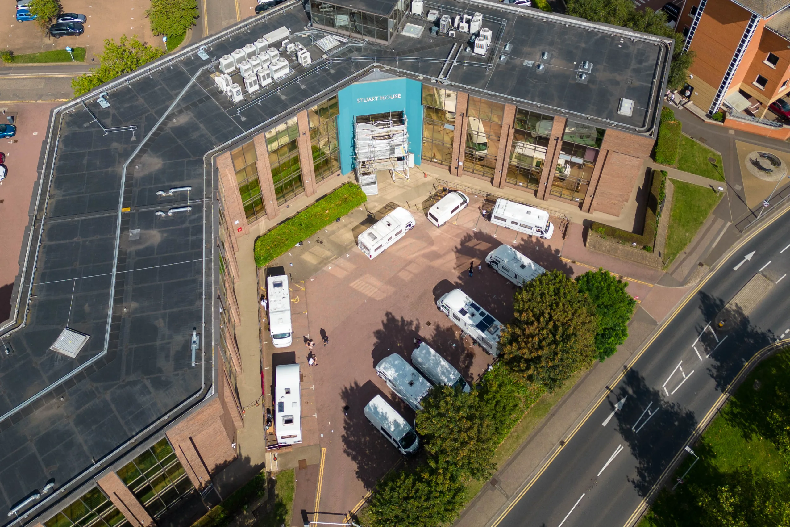 Stuart House.
Social media posts report many clubs and bars closed over the weekend after travellers setup camp in main city Car Park and Outside City Centre Offices.,
City, Peterborough
Monday 21 August 2023.