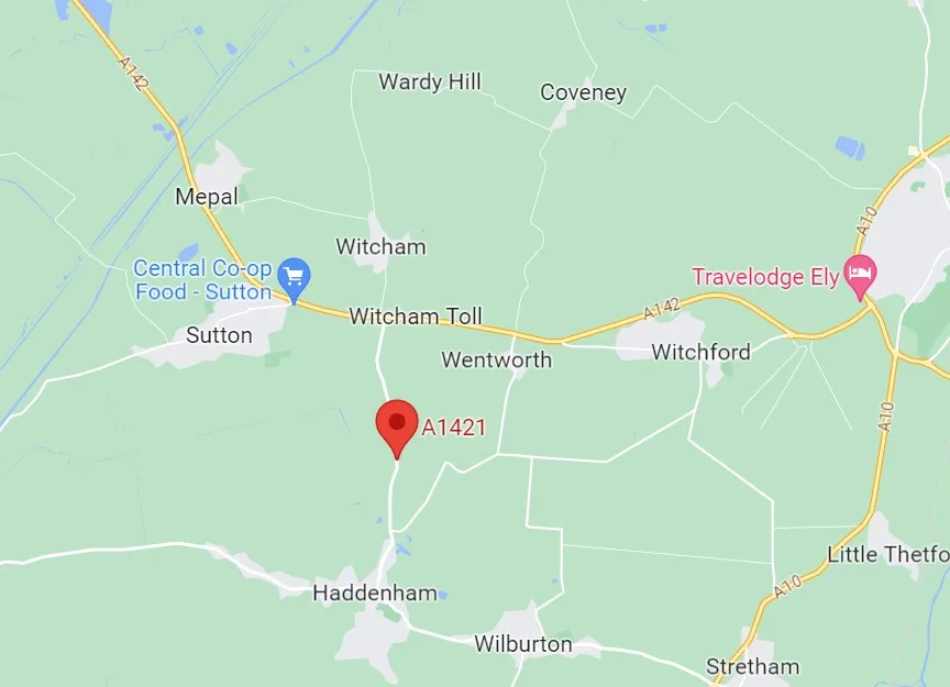 Police are appealing for information and witnesses after a fatal collision on the A1421 Sutton Road near Haddenham. Image: Google Police are appealing for information and witnesses after a fatal collision on the A1421 Sutton Road near Haddenham. Image: Google