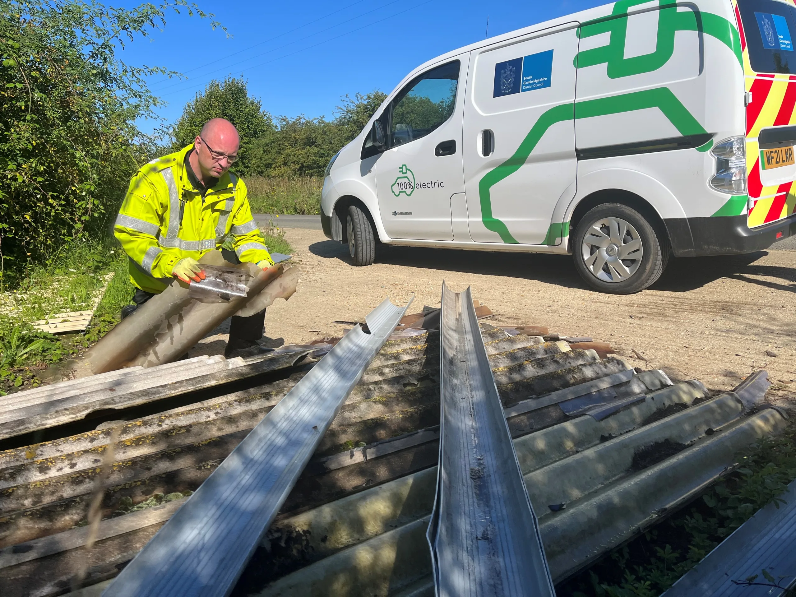 Enforcement officer Ben Wilkin at Caxton Gibbet tackling fly tipping issues in South Cambridgeshire Enforcement officer Ben Wilkin at Caxton Gibbet tackling fly tipping issues in South Cambridgeshire
