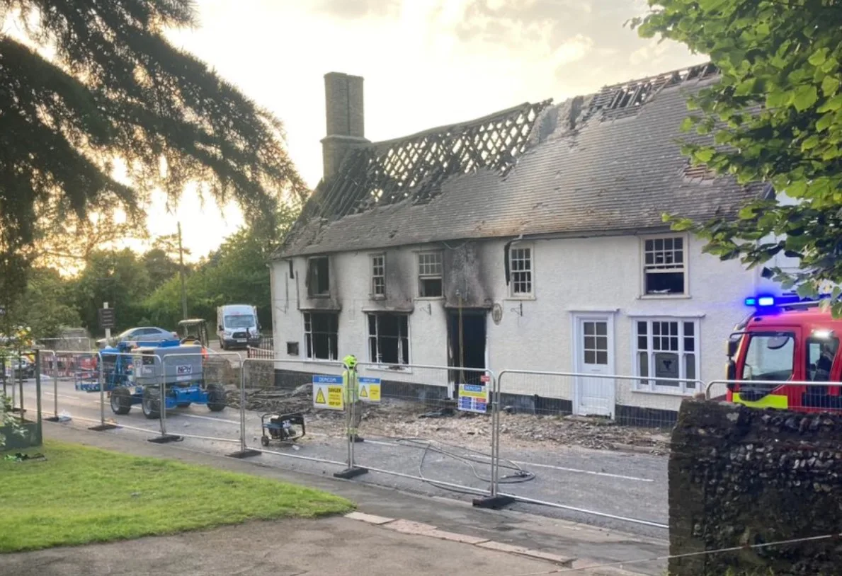 Police have confirmed the blaze which destroyed the former Crown public house at Fordham (more recently an Indian restaurant) was deliberate. Police have confirmed the blaze which destroyed the former Crown public house at Fordham (more recently an Indian restaurant) was deliberate.