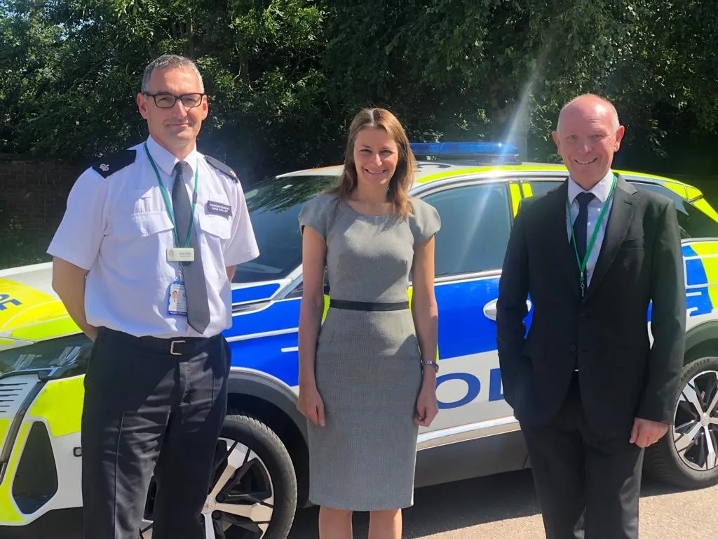 CAPTION: MP Lucy Frazer in July was out in Ely in July to meet with Superintendent Adam Gallop and Darryl Preston, police and crime commissioner, to discuss local issues.