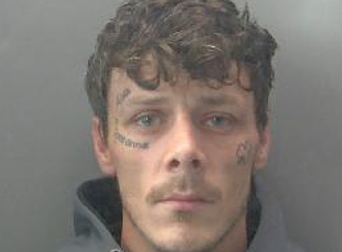 Jack Banyard, 32, was driving his green Jaguar on the westbound A14 at Swavesey at about 8.10pm on 6 June when police began following him. Jack Banyard, 32, was driving his green Jaguar on the westbound A14 at Swavesey at about 8.10pm on 6 June when police began following him.