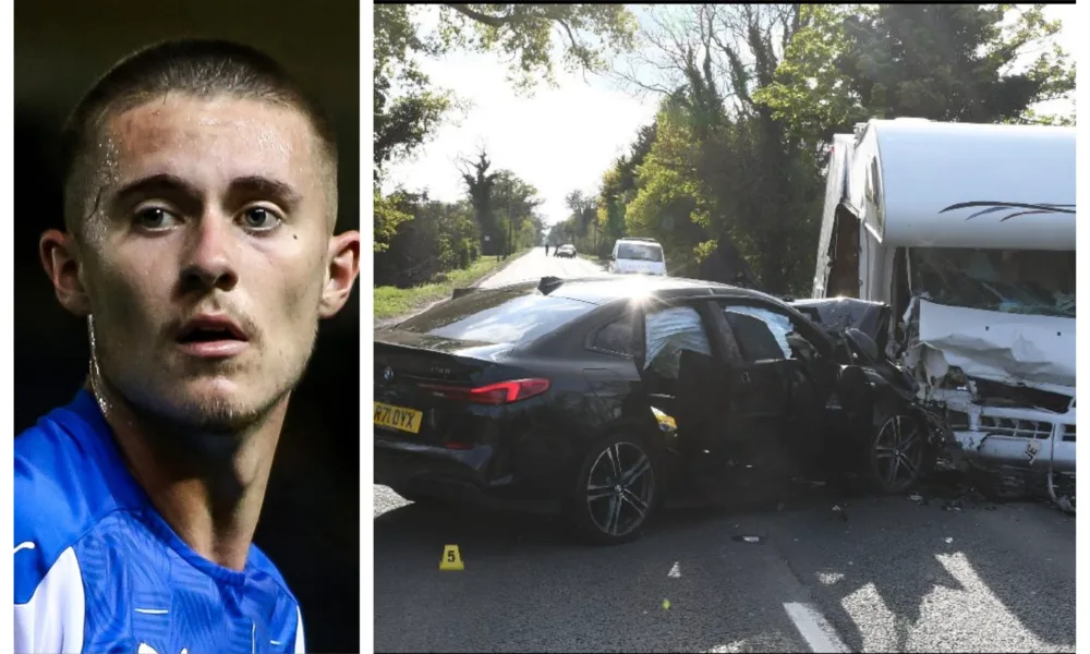 Flynn Clarke, 20, who is on loan at Dagenham and Redbridge from Norwich City, was driving a black BMW 218i along the westbound A47, near Thorney, at about 2.30pm on 30 April last year when the car crashed into a white Fiat Ducato Motorhome, close to The Causeway roundabout