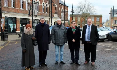 Mayor Nik Johnson (second right) with Fenland District Council leader Chris Boden (right) on a visit to March in 2022 for an update on the town’s transformational £8.4million #FutureHighStreetsFund project.