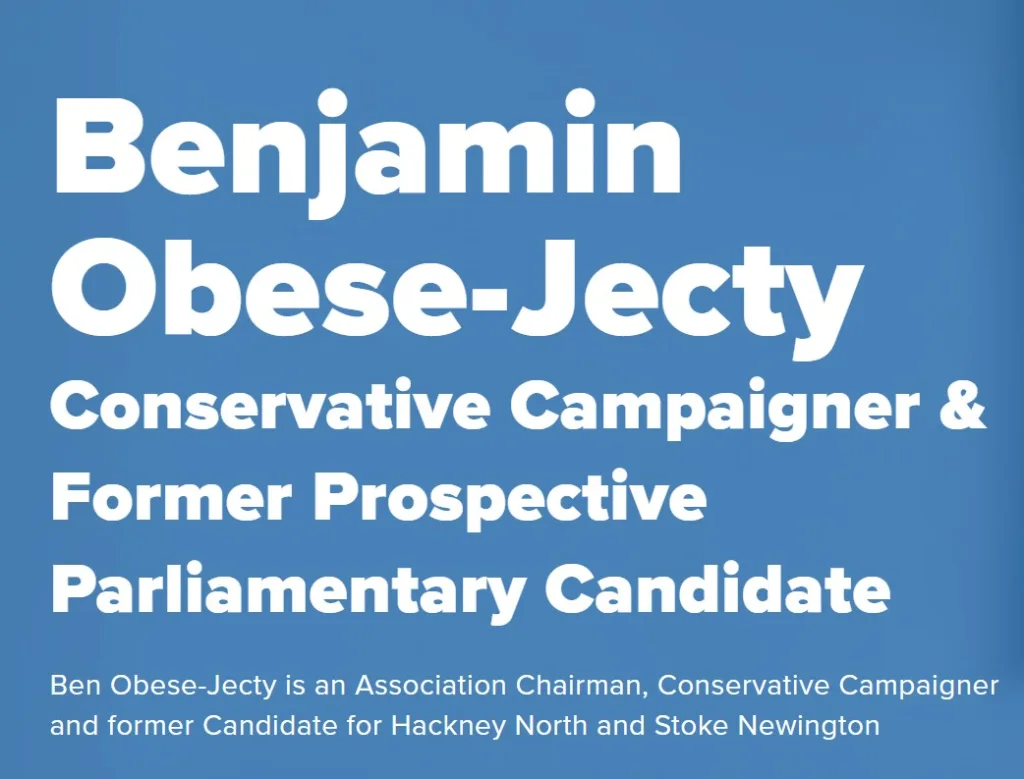 His own website trumpets ‘Conservative Campaigner & Former Prospective Parliamentary Candidate’ which no doubt will be refreshed within days, if not hours.