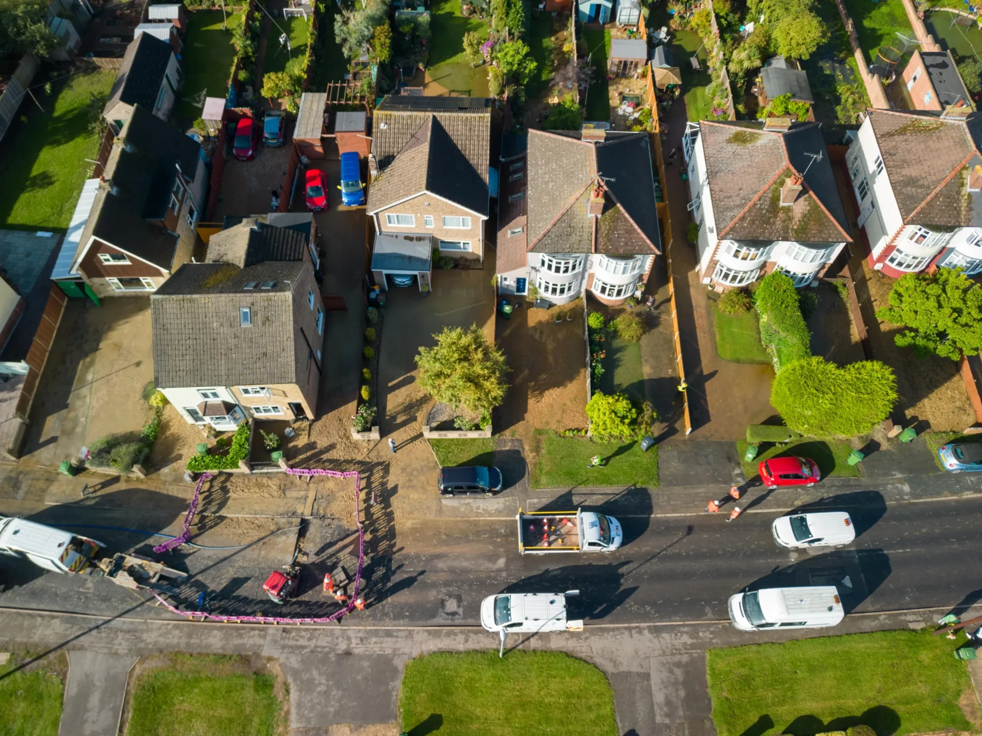 A Burst watermain in village causes school closures and gardens to flood. Road closed. - News for Peterborough and Cambridgeshire News for Peterborough and Cambridgeshire - Peterborough Road, Farcet, where Anglian Water has been busy repairing a burst water main. Photo: Terry Harris