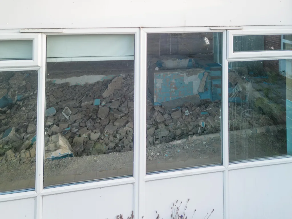 St George’s hydrotherapy pool has been totally dismantled and as can be seen from these close-up drone photos, has categorically been removed from any future use. PHOTO: Terry Harris