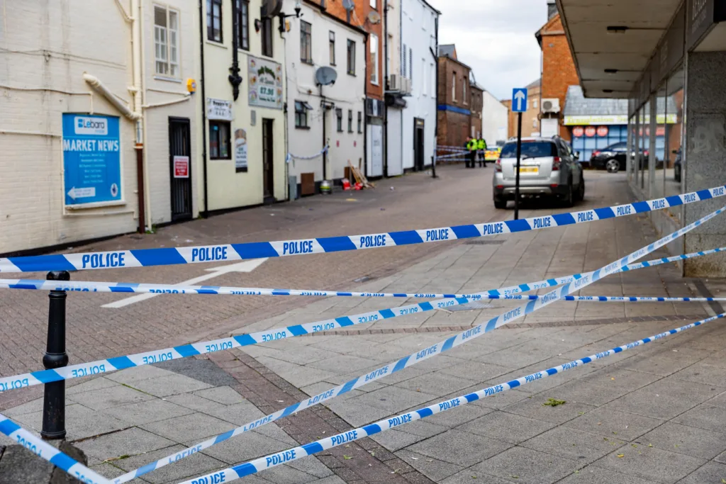Grim scenes in Wisbech today as a cordon remained in place following a stabbing in or near The Globe public house last night. PHOTO: Terry Harris 