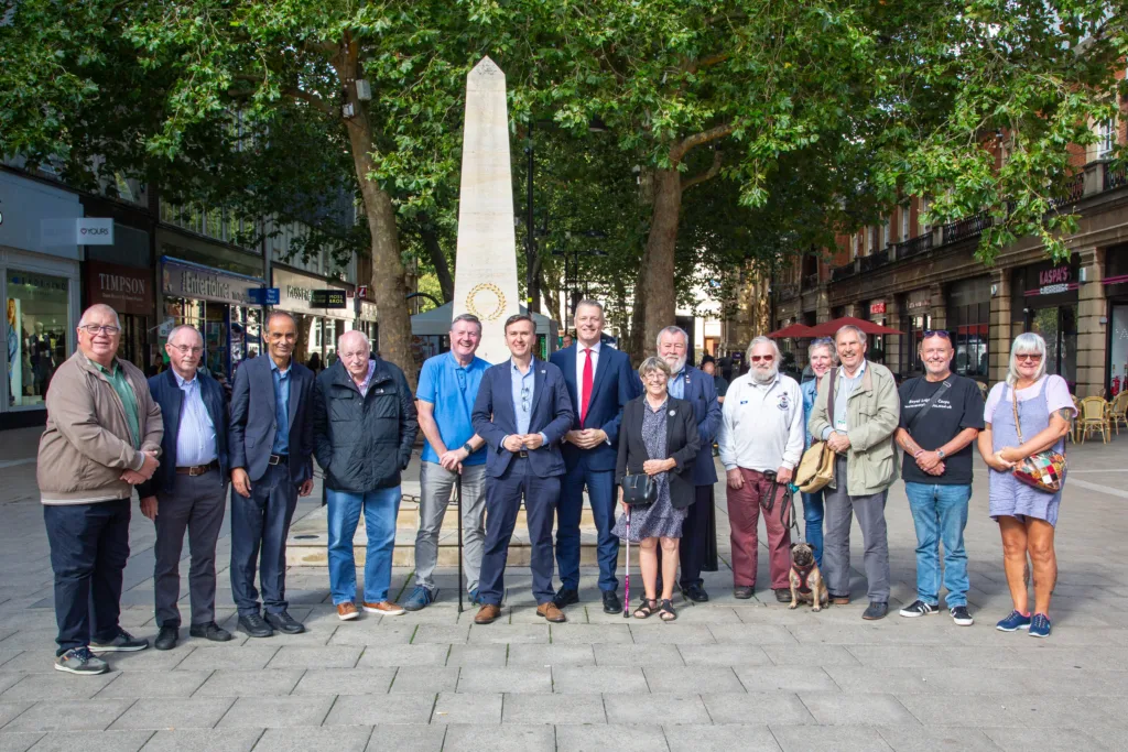 Andrew Pakes, Labour’s Parliamentary candidate for Peterborough, with Luke Pollard MP, Labour’s shadow armed forces minister meeting up with armed forces veterans in Peterborough.
