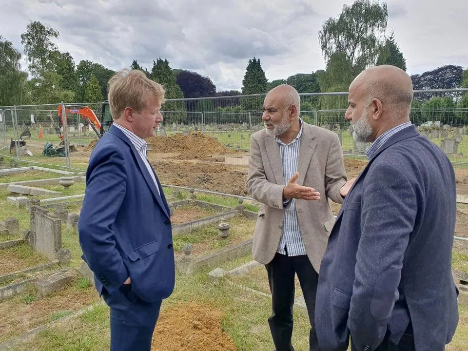 In July MP Paul Bristow went with Cllr Ishfaq Hussain and Ansar Ali to Eastfield Road Cemetery. “We went to see how flooding issues at one site have been resolved with a pump - how work is progressing in a new area - and how drainage issues will be tackled there,” said the MP.