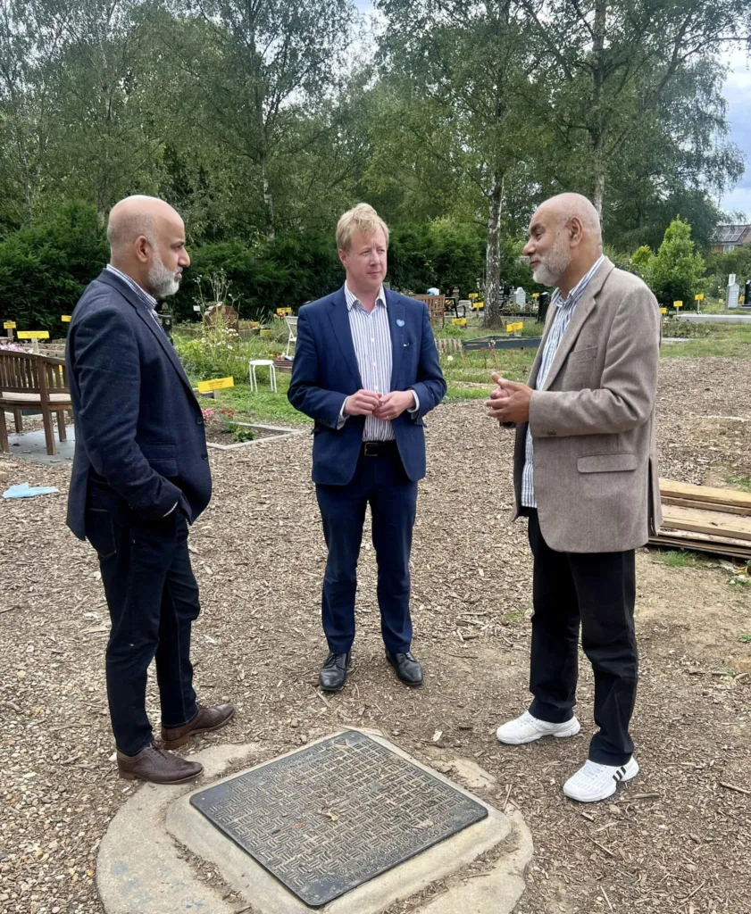 In July MP Paul Bristow went with Cllr Ishfaq Hussain and Ansar Ali to Eastfield Road Cemetery. “We went to see how flooding issues at one site have been resolved with a pump - how work is progressing in a new area - and how drainage issues will be tackled there,” said the MP.