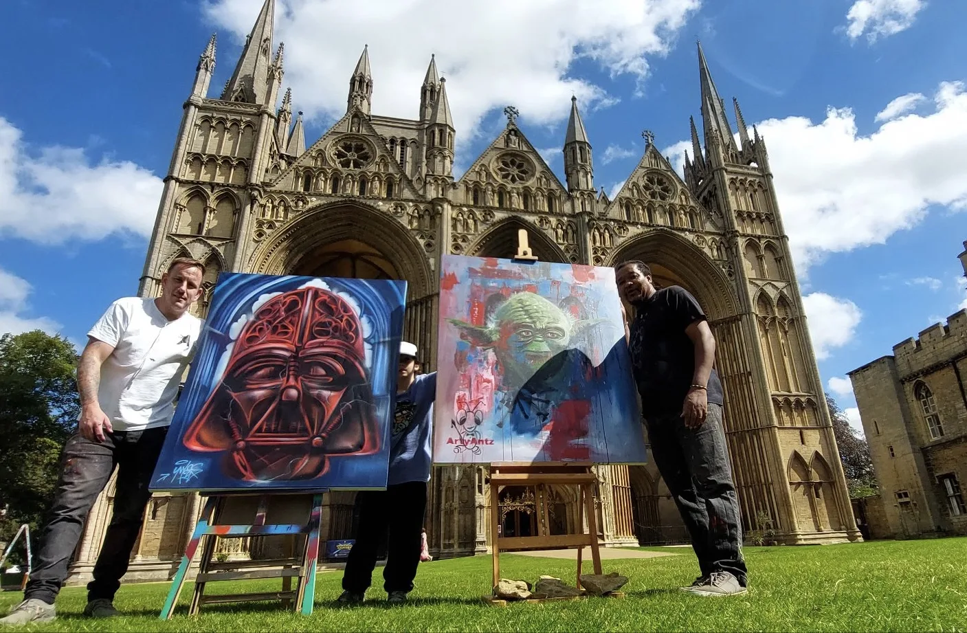 Two super-sized Star Wars paintings, each 1m x 1.3m in size and created by local artists Nathan Murdoch and Tony Nero, are to be sold by auction to support charity. Two super-sized Star Wars paintings, each 1m x 1.3m in size and created by local artists Nathan Murdoch and Tony Nero, are to be sold by auction to support charity.