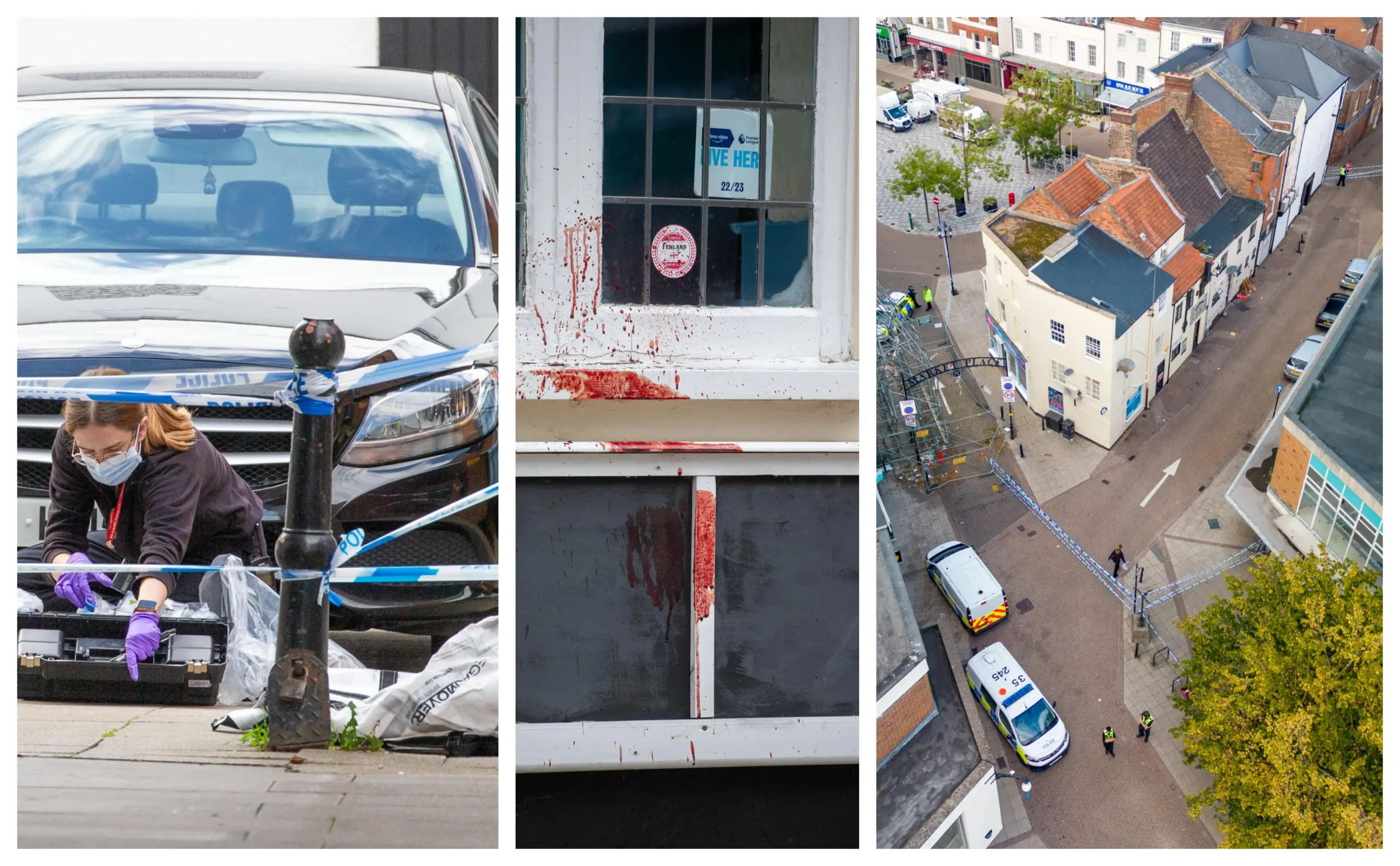 Grim scenes in Wisbech today as a cordon remained in place following a stabbing in or near The Globe public house last night. PHOTO: Terry Harris