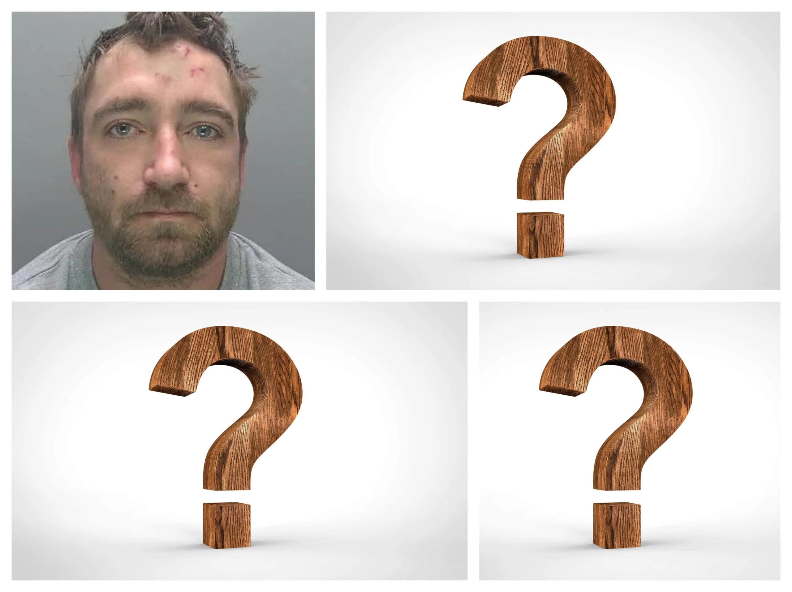 Danny Stone-Parker, 33, of Sunflower Street, Cambridge, was found hiding in a recycling bin on Stretham recreation ground. He has been jailed for 18 months. We cannot show photographs of his two accomplices since they only received suspended sentences. The remaining question mark is reserved for the fourth suspect, still at large. Danny Stone-Parker, 33, of Sunflower Street, Cambridge, was found hiding in a recycling bin on Stretham recreation ground. He has been jailed for 18 months. We cannot show photographs of his two accomplices since they only received suspended sentences. The remaining question mark is reserved for the fourth suspect, still at large.