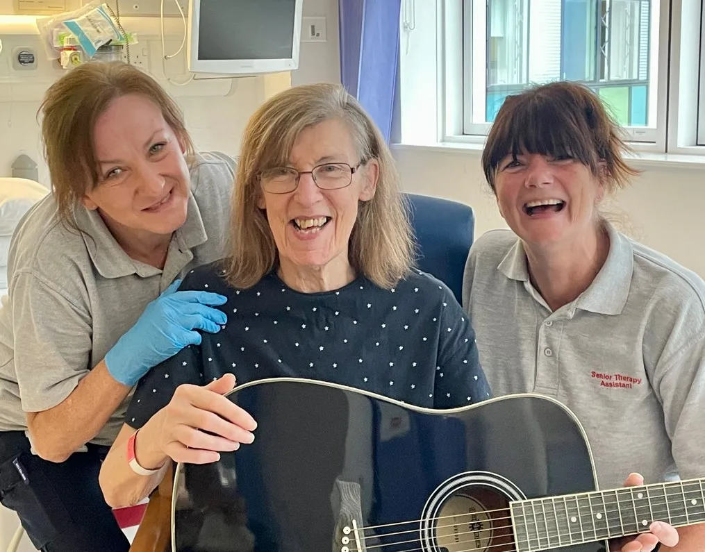 Agnieska Koczur and Sheena Bedborough from Peterborough City Hospital’s Occupational Therapy and Physiotherapy team with stroke survivor Christine Mason