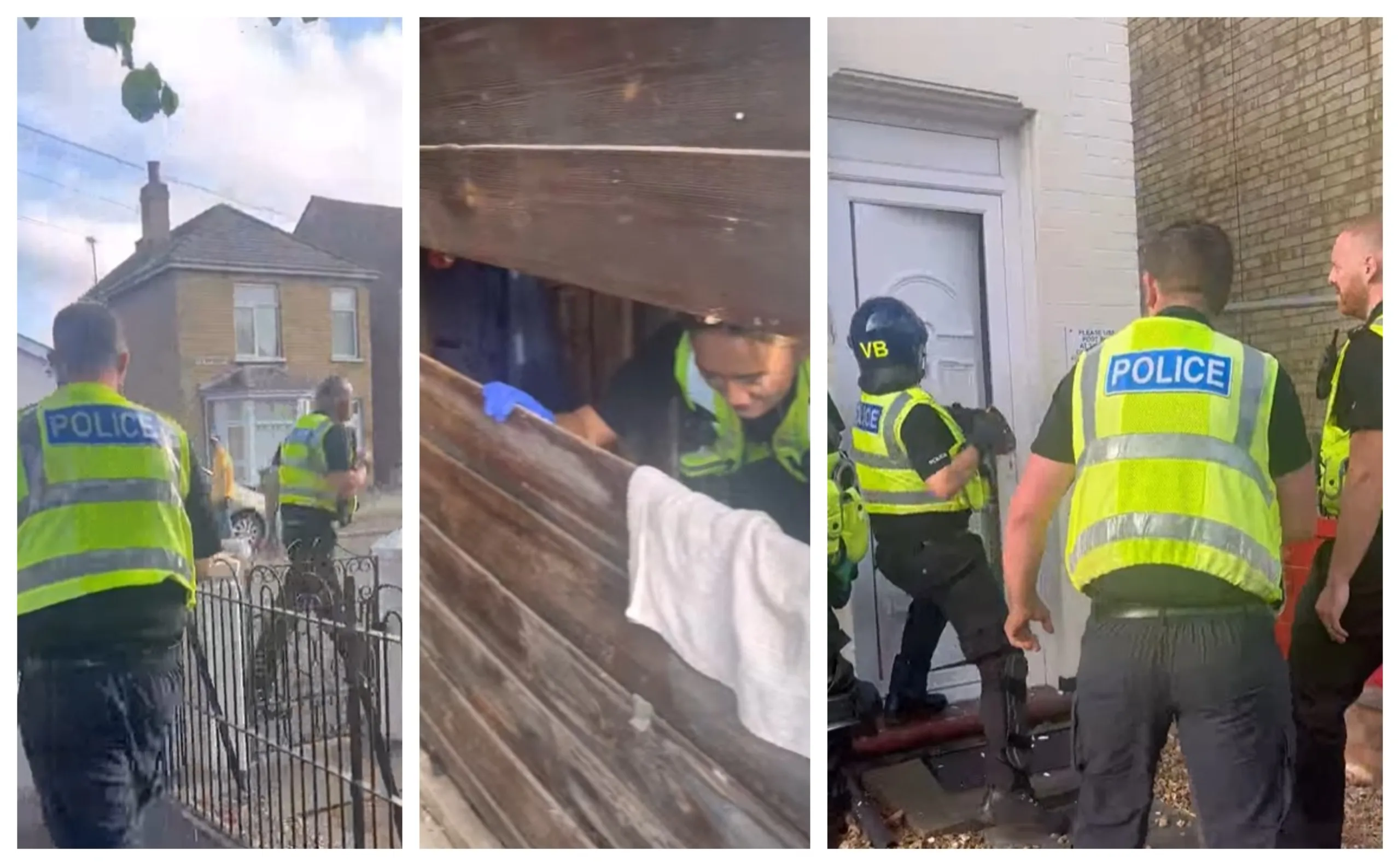 Extracts from video made by Cambridgeshire police of drugs raid in March, Cambs. Extracts from video made by Cambridgeshire police of drugs raid in March, Cambs.