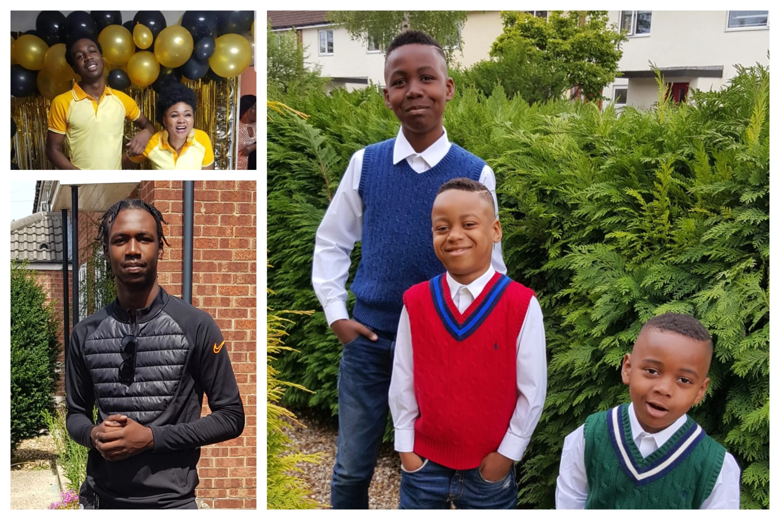 Jesse Nwokejiobi (top left)with his mother Rita and (right) with his brothers Prince and Elijah. The family authorised release of the photos.