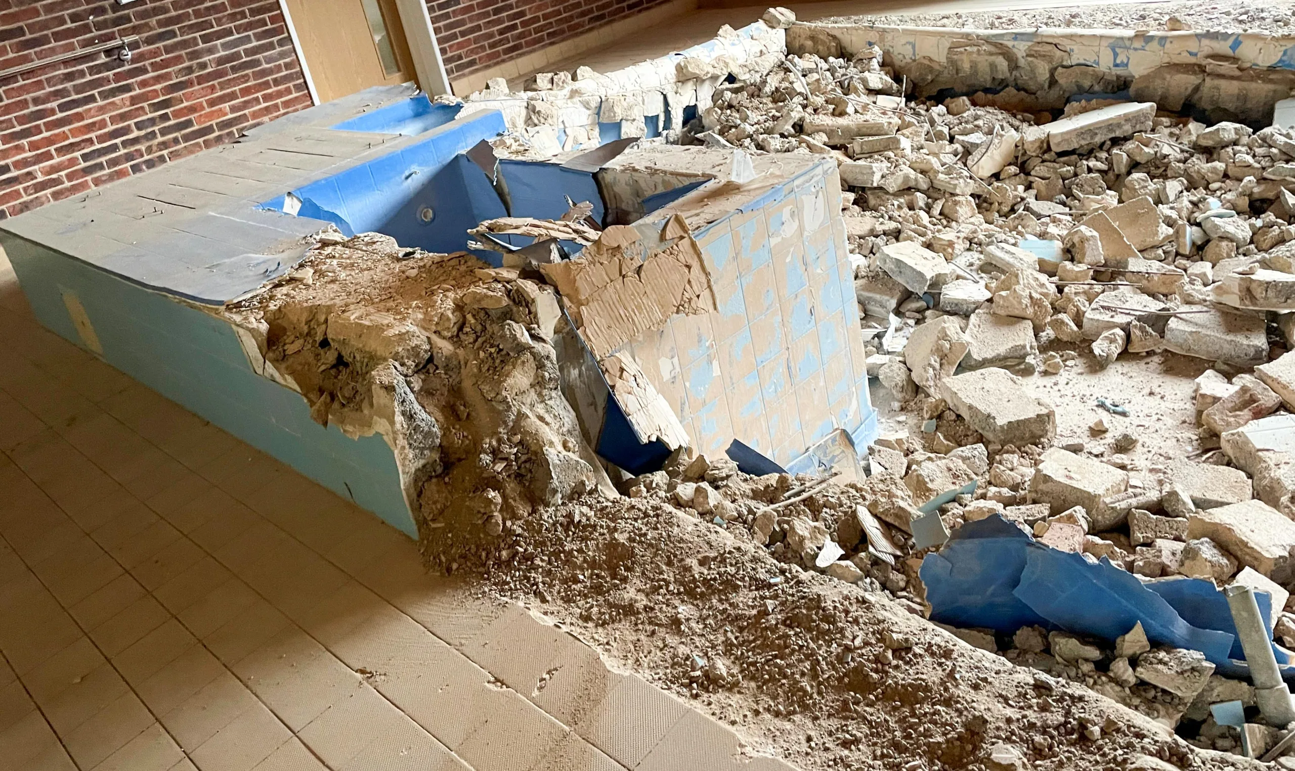 The scene that confronted Cllr John Fox when he obtained permission to visit the former St George’s hydrotherapy pool, Peterborough.