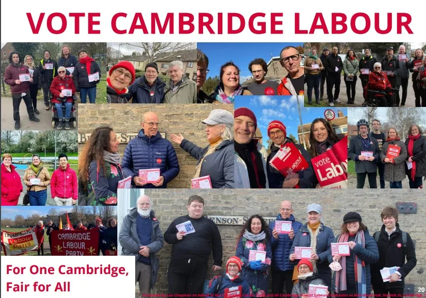 Cambridge City Labour Party comment released today on the Sustainable Travel Zone. PHOTO: 2023 Manifesto literature