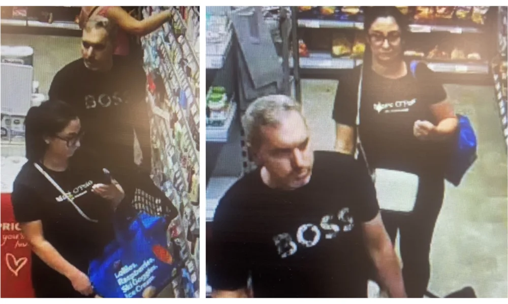 The CCTV images have been released today by Cambridgeshire police of two shoplifting suspects.