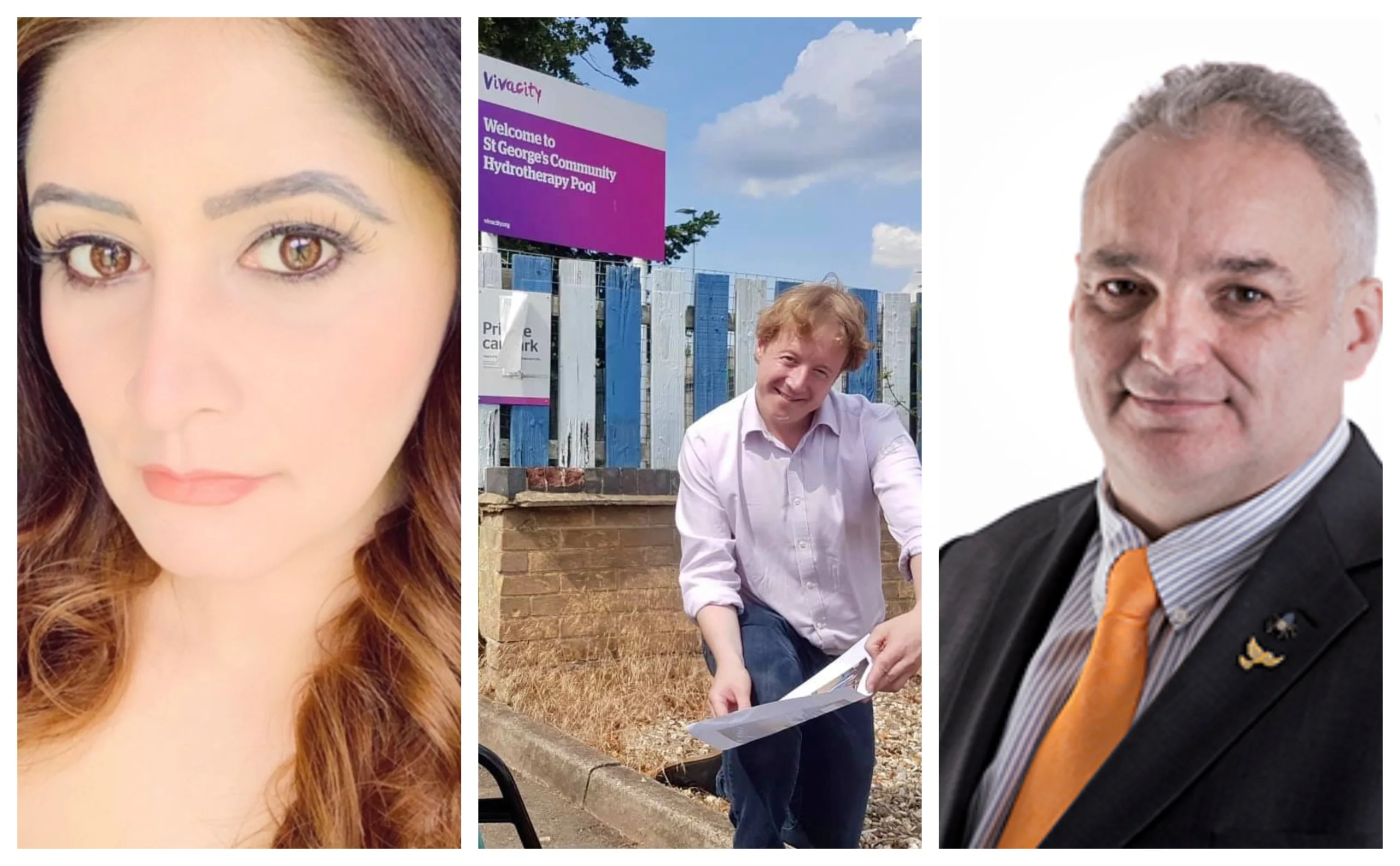 Dr Shabina Asad Qayyum (Labour) with Lib Dem city council leader Christian Hogg (right), who have spoken out in support of a hydrotherapy pool. MP Paul Bristow (centre) says: ‘I won’t leave a stone unturned to ensure we get a hydrotherapy pool facility in our city’