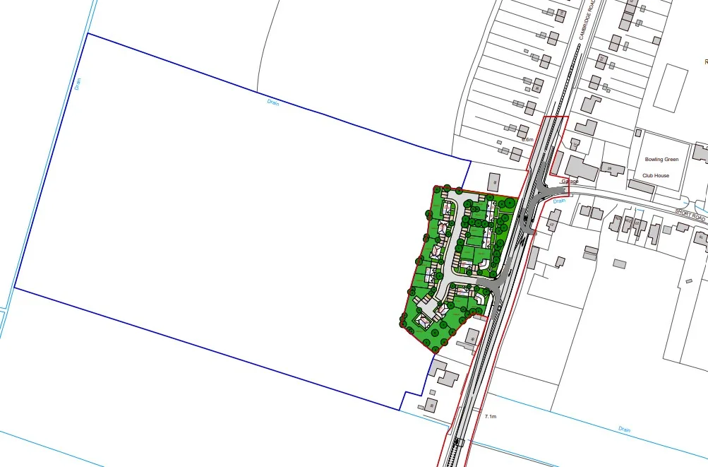 Documents provided by Long Term Land illustrate the area where they will build 19 homes at Stretham near Ely. 