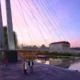 Design image for the £6.3m pedestrian and cycling bridge that will link the Embankment with Fletton Quays, Peterborough. PHOTO: Peterborough City Council