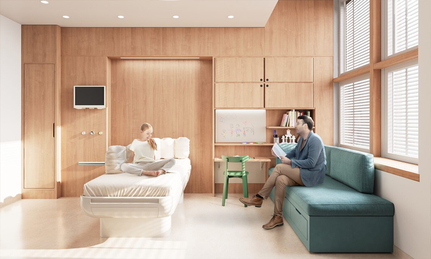 A concept design of a universal bedroom (mental and physical health) at Cambridge Children’s Hospital