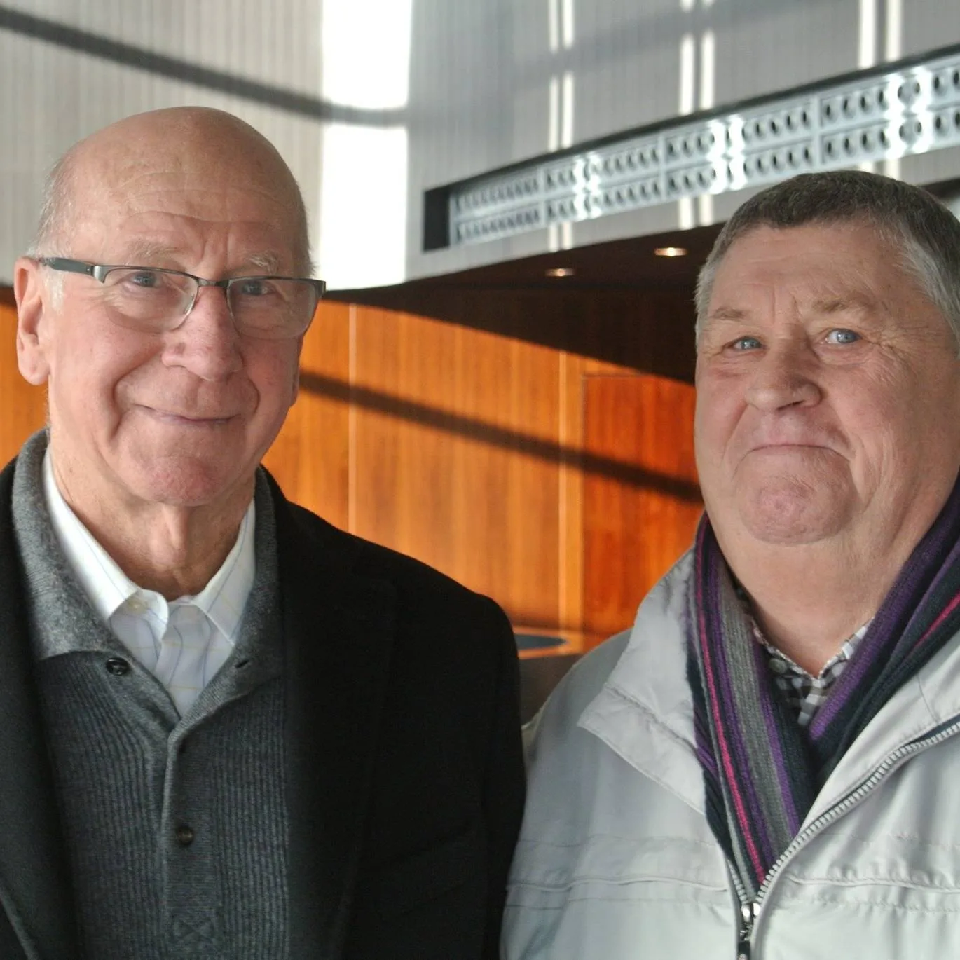The photo which Pop loved to share – with the late Sir Bobby Charlton, the Manchester United star who played 758 games and scored 249 goals for the club. The photo which Pop loved to share – with the late Sir Bobby Charlton, the Manchester United star who played 758 games and scored 249 goals for the club.