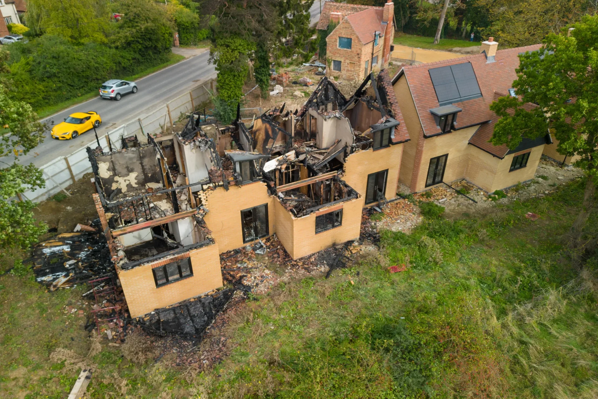 Arson attack destroys two new-build homes - News for Peterborough and Cambridgeshire News for Peterborough and Cambridgeshire - Police are working closely with fire service investigators after fire destroyed two new homes in St Ives in an arson attack. PHOTO: Terry Harris