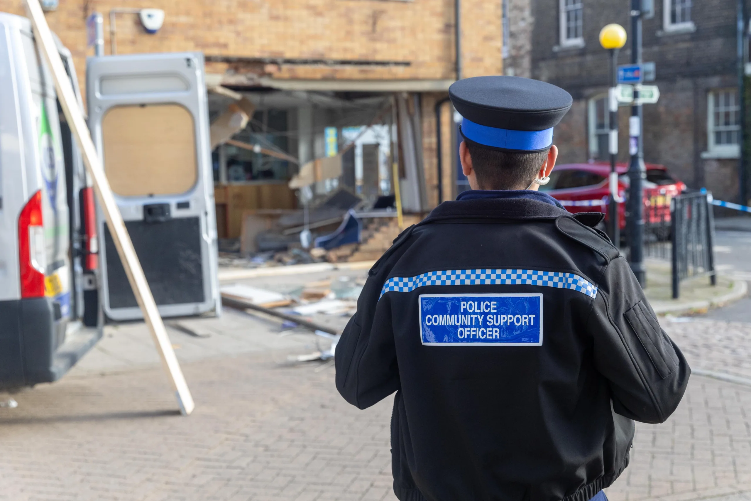 Nationwide targeted by thieves in the night using a stolen JCB,
Whittlesea, Peterborough
Saturday 28 October 2023.
Picture by Terry Harris. Nationwide targeted by thieves in the night using a stolen JCB, Whittlesea, Peterborough Saturday 28 October 2023. Picture by Terry Harris