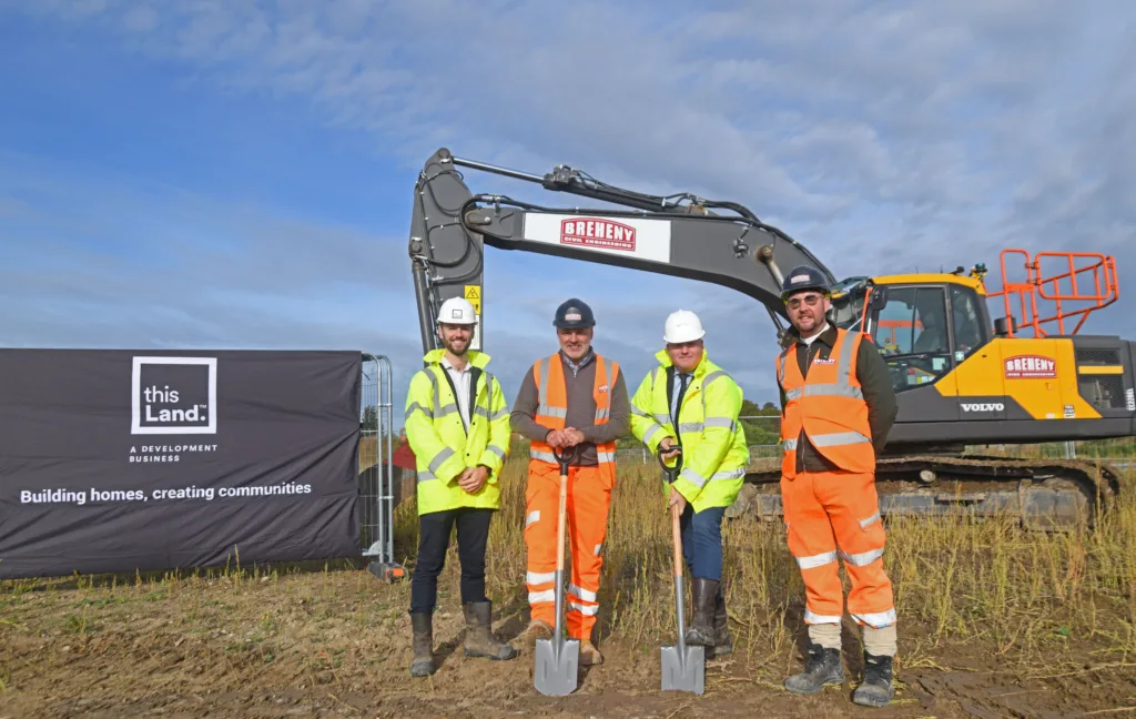 Ross Mowle (Senior Development Manager, This Land); Tim Tyte (Contracts Manager, Breheny), David Lewis (CEO, This Land), Mitch West (Site Manager, Breheny).