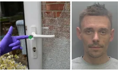 Andrew Dunkley with a picture of the door he smashed showing where the DNA swab was from