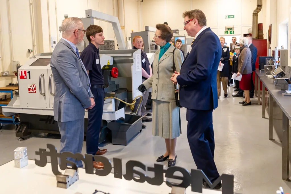 HRH Princess Anne visited Metalcraft in 2019 and watched a demonstration of robotic welding as part of her tour.