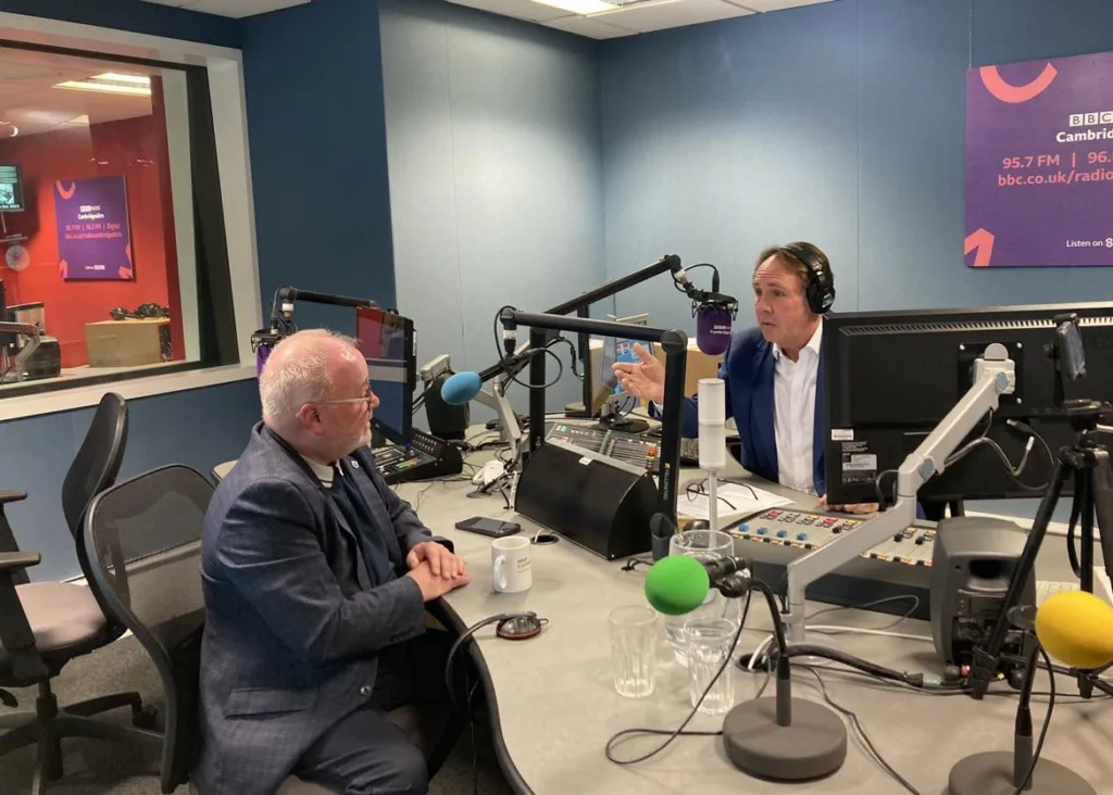 In an outspoken ‘hot seat’ interview with Chris Mann (right) on BBC Radio Cambridgeshire, Cllr Wayne Fitzgerald launched a series of outspoken attacks on political opponents. PHOTO: BBC Radio Cambridgeshire 