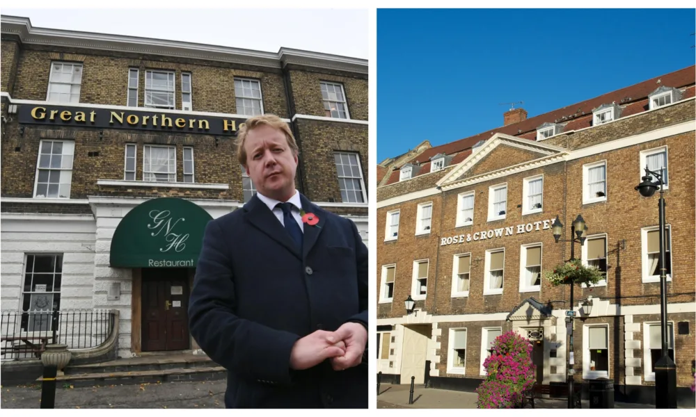 Paul Bristow (left): “The Great Northern Hotel will shortly be stood down as a hostel for young men who have crossed the Channel on small boats”. The Rose and Crown (right) is also losing its contract to house asylum seekers