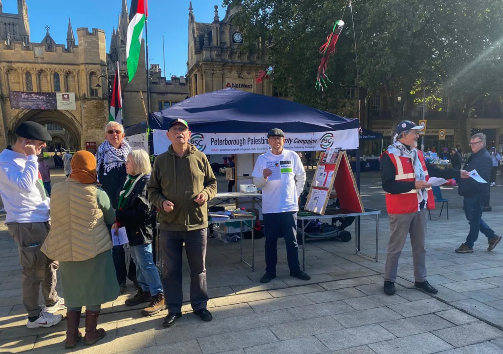 Peterborough Palestine Solidarity Campaign recently organised a stall on Cathedral Square 