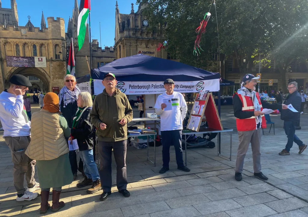 palestine - News for Peterborough and Cambridgeshire Peterborough Palestine Solidarity Campaign recently organised a stall on Cathedral Square