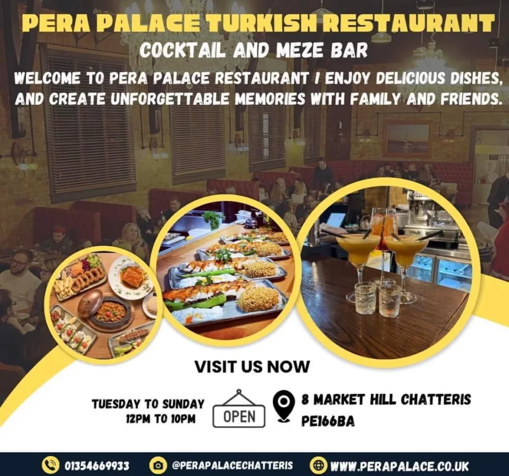 Recent TripAdvisor review for Pera Palace Chatteris: “We visited today for lunch and I cannot praise it enough, the food is better than ever, the service is polite and friendly without going over the top, excellent all round.”