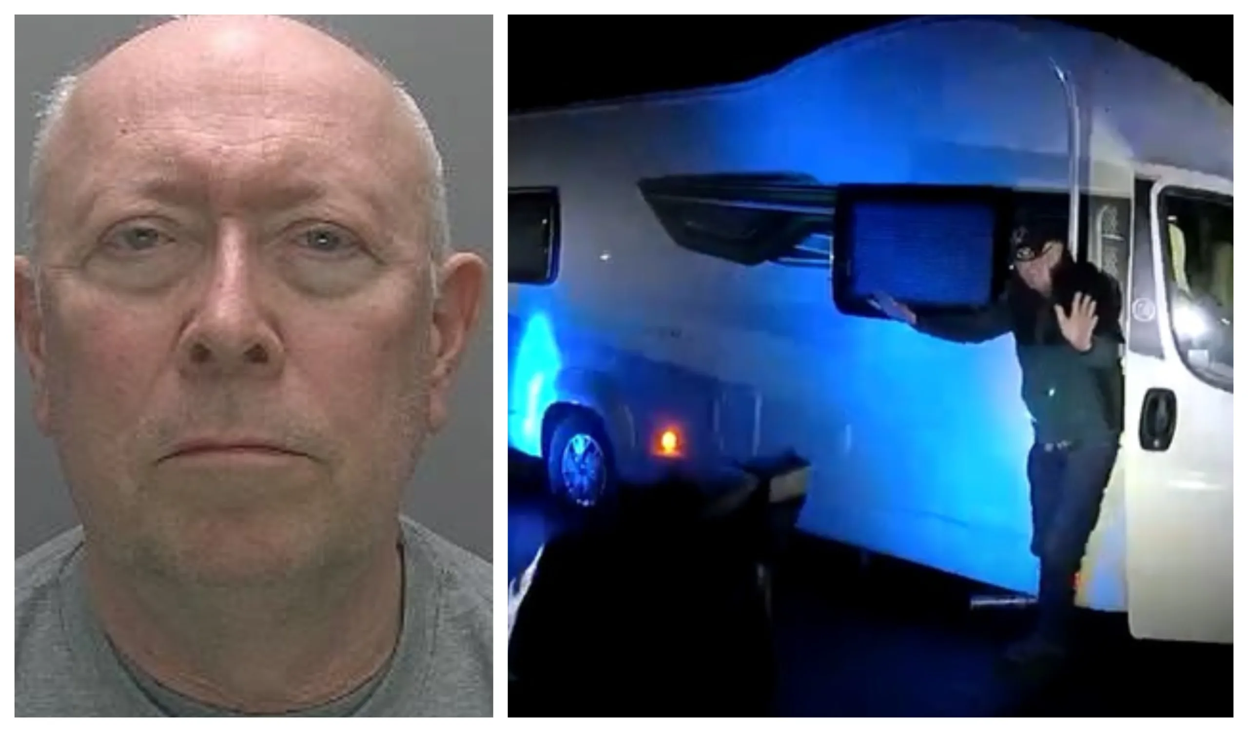 Moment Stephen Alderton (left) was arrested by armed police on the M5 near Worcester Moment Stephen Alderton (left) was arrested by armed police on the M5 near Worcester