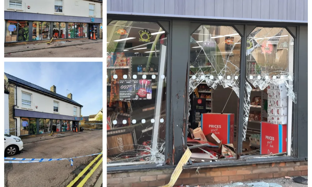Masked men drive stolen Toyota into Cambridgeshire Co-op in unsuccessful bid to steal ATM 